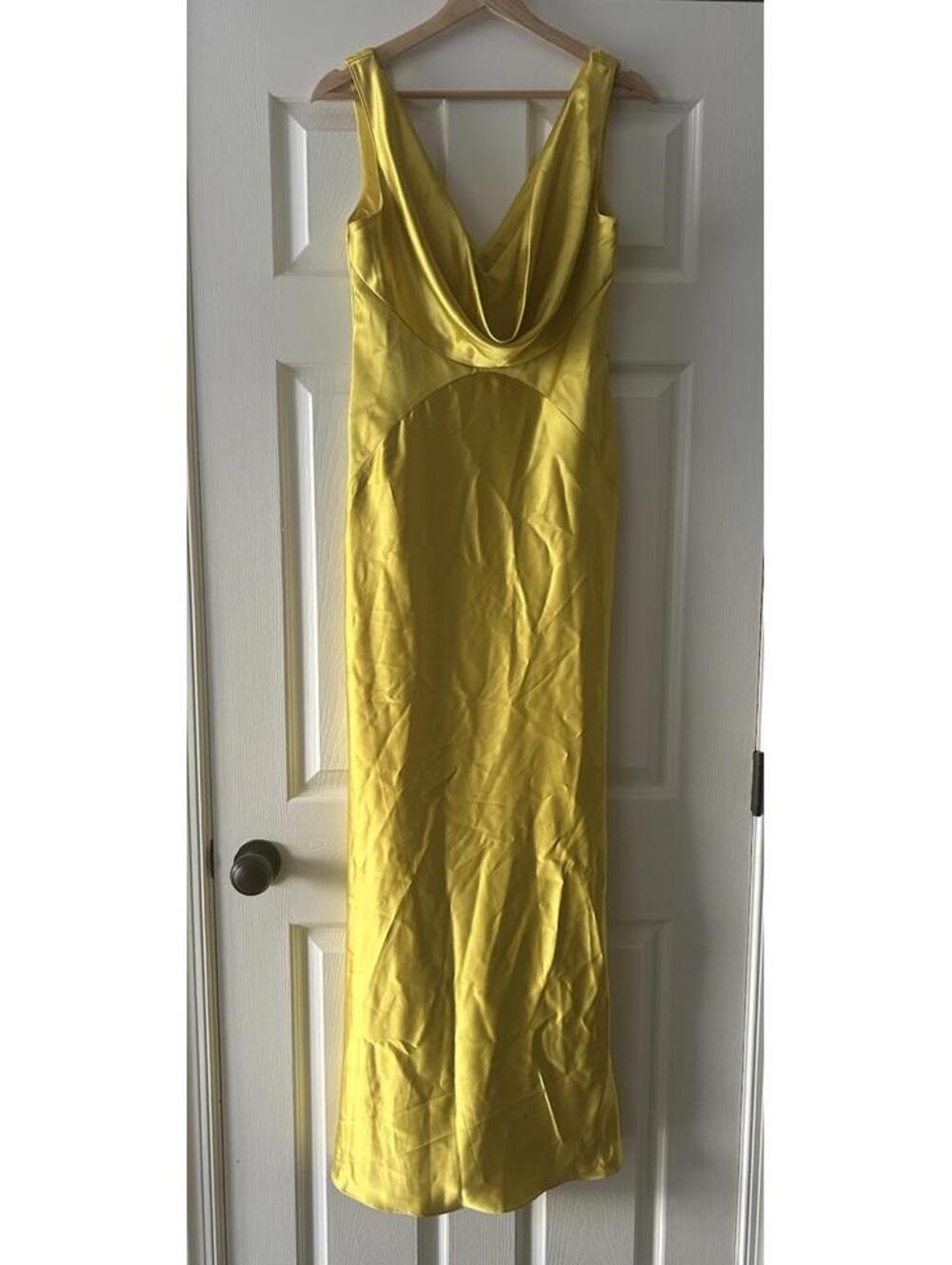 VINCE CAMUTO Yellow Cowl Neck Evening Party Shoulder Strap Slip Dress S Sz 6